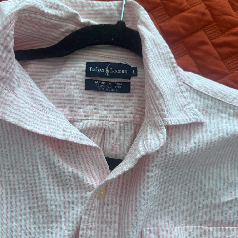 Ralph Lauren Pink and White Striped Button-Down Shirt - Picture 2 of 4